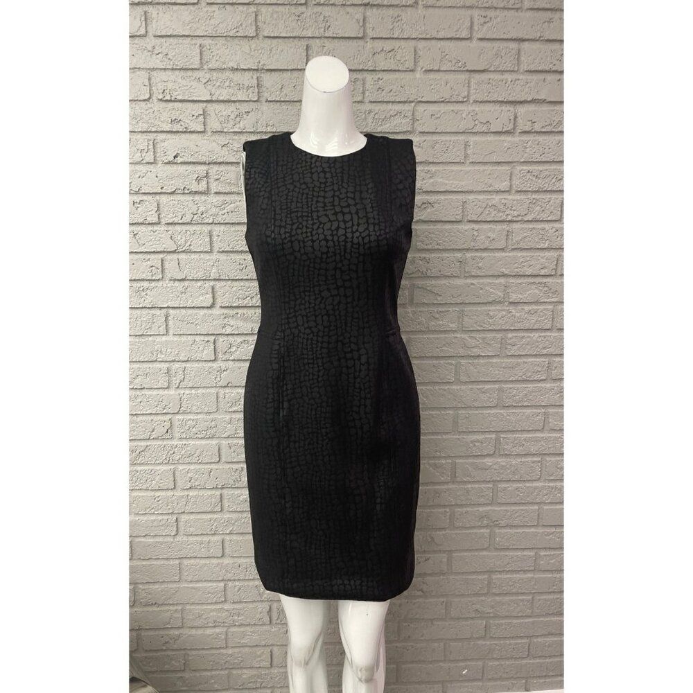 Calvin Klein Women Sleeveless Black Animal Print Sheath Cocktail Dress Size 4